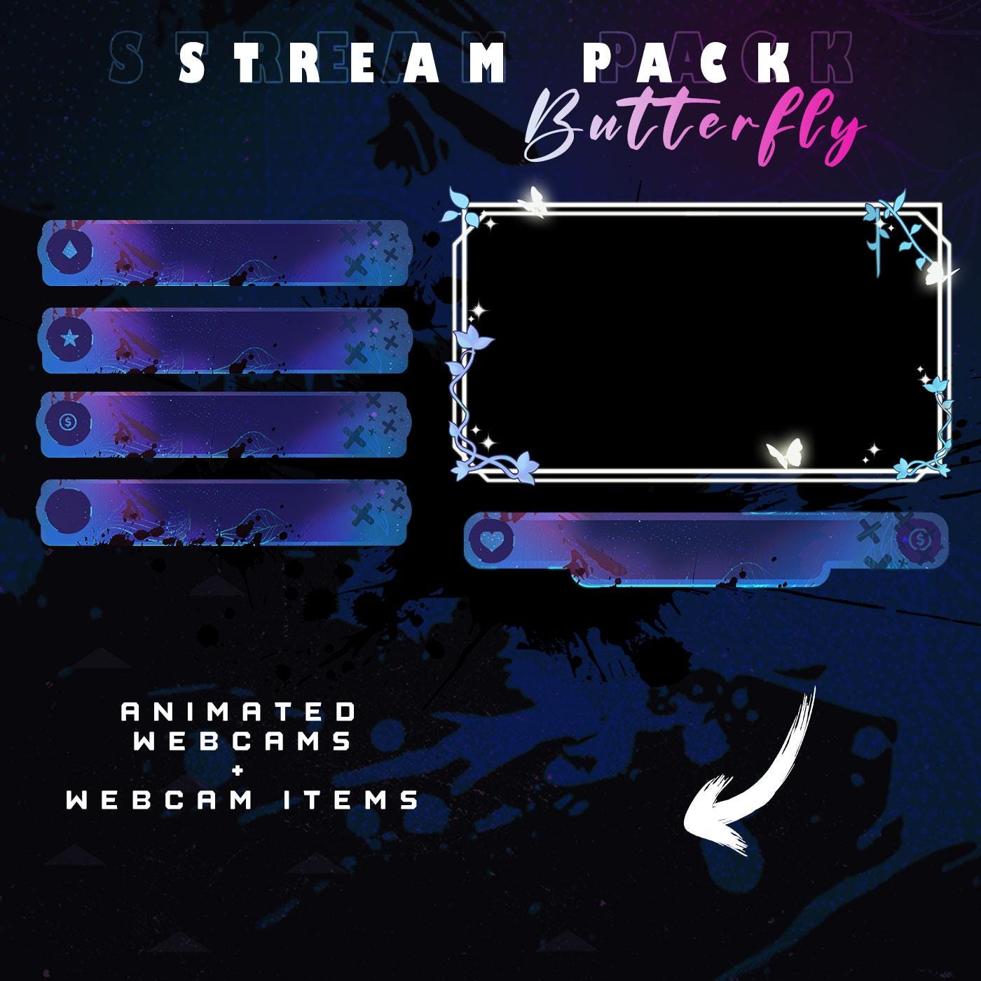 Premium Animated Twitch Butterfly Package