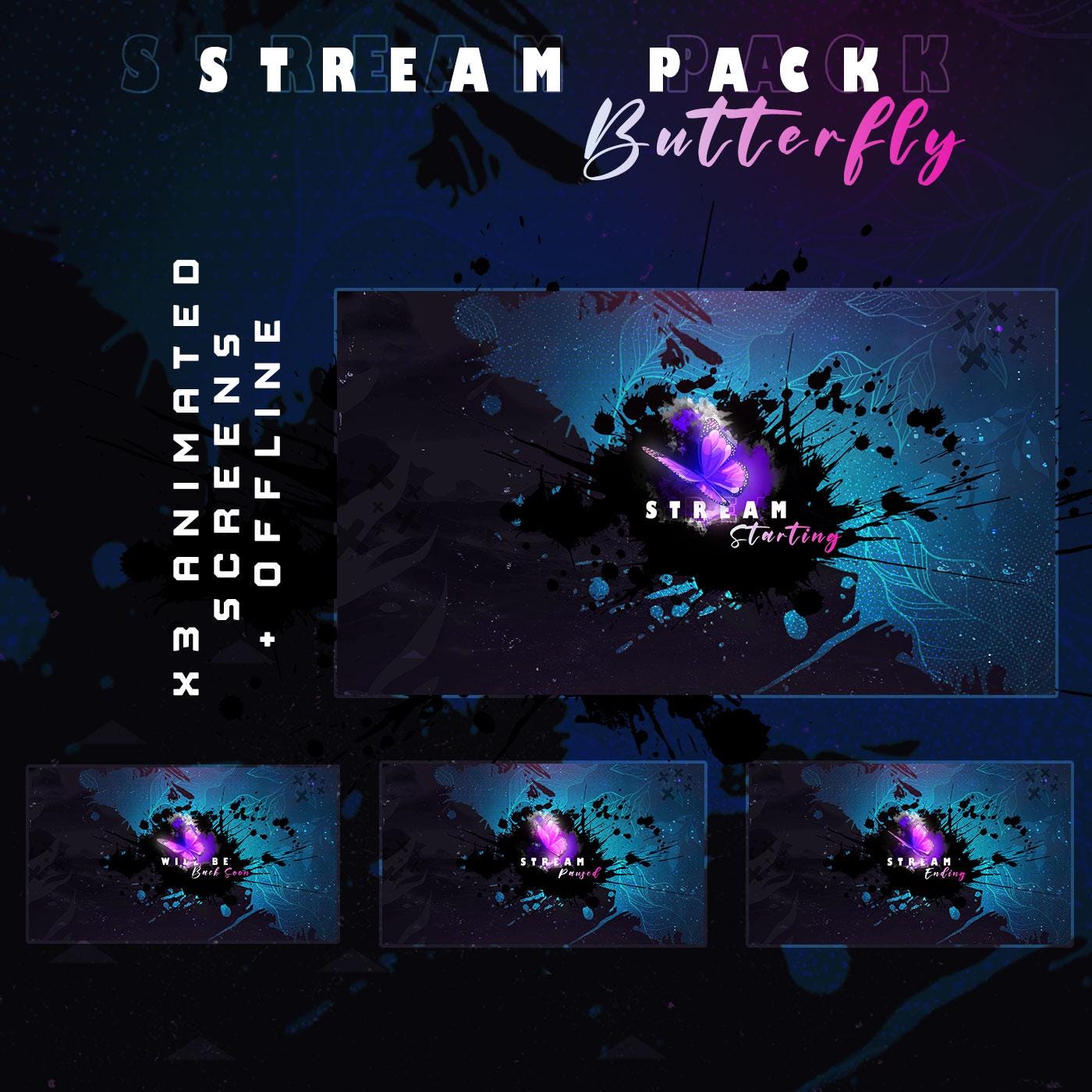 Premium Animated Twitch Butterfly Package