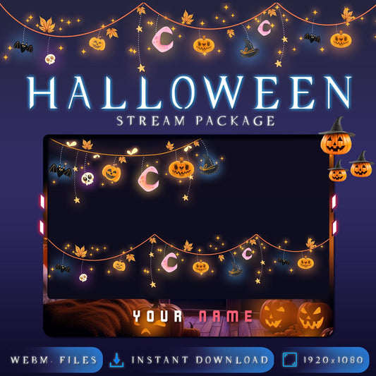 Twitch Overlay Halloween Decorqtions Package
