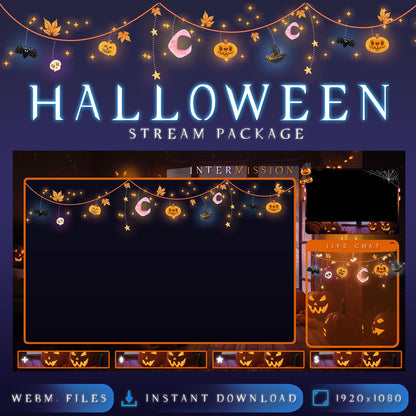 Twitch Overlay Halloween Decorqtions Package