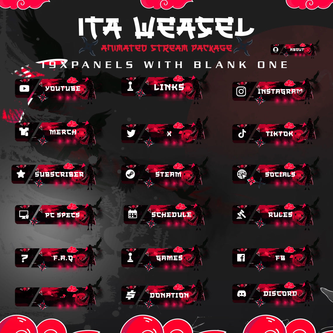 Sharingan Stream Package Twitch overlays full stream package