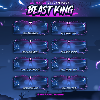 Beast King Anime Stream Pack Twitch Overlays Panels Transition