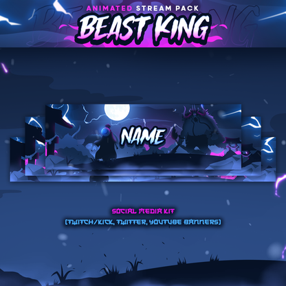 Beast King Anime Stream Pack Twitch Overlays Panels Transition