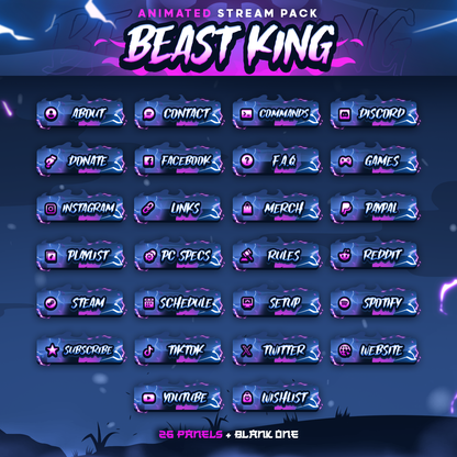 Beast King Anime Stream Pack Twitch Overlays Panels Transition