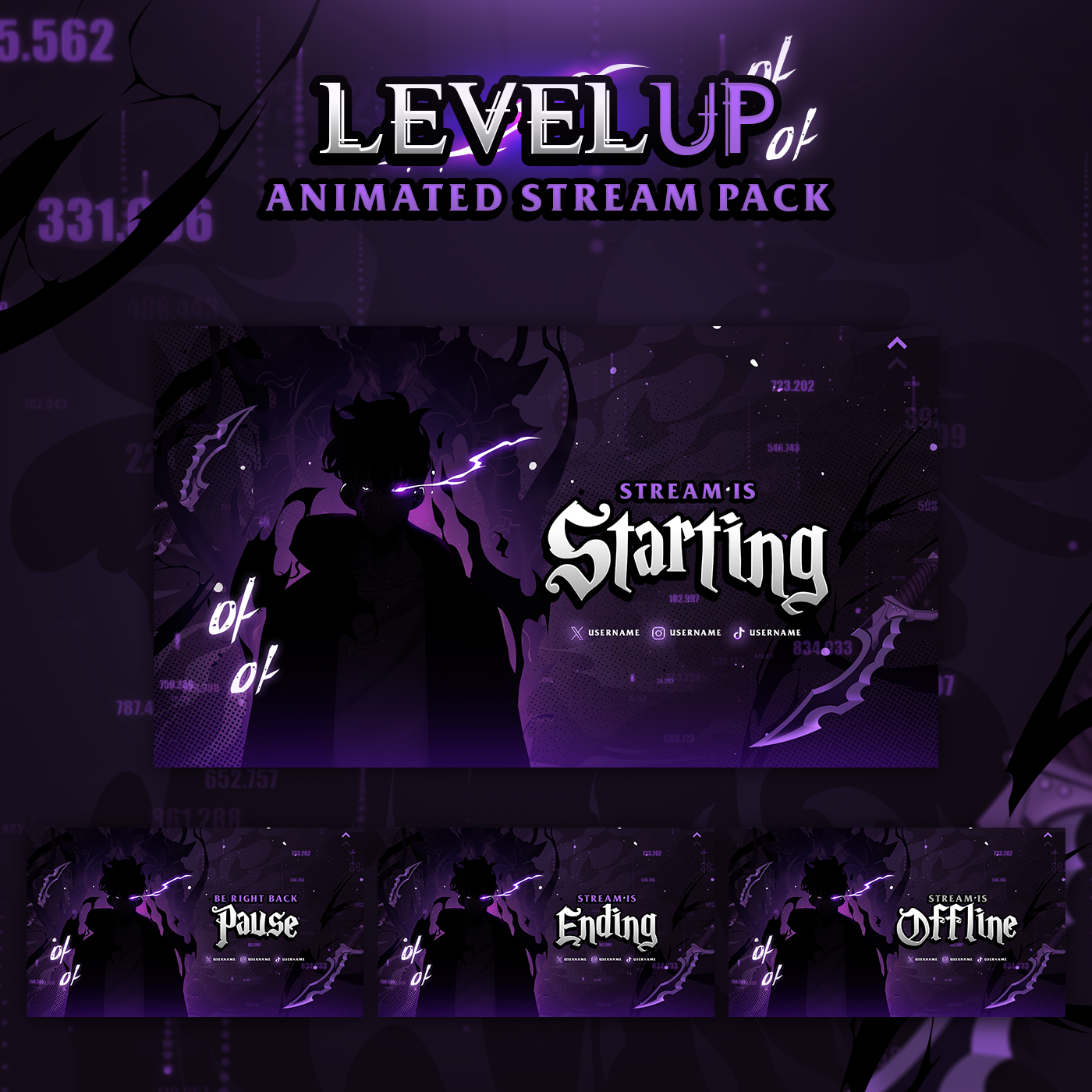 Premium Solo Leveling Stream Package Animated