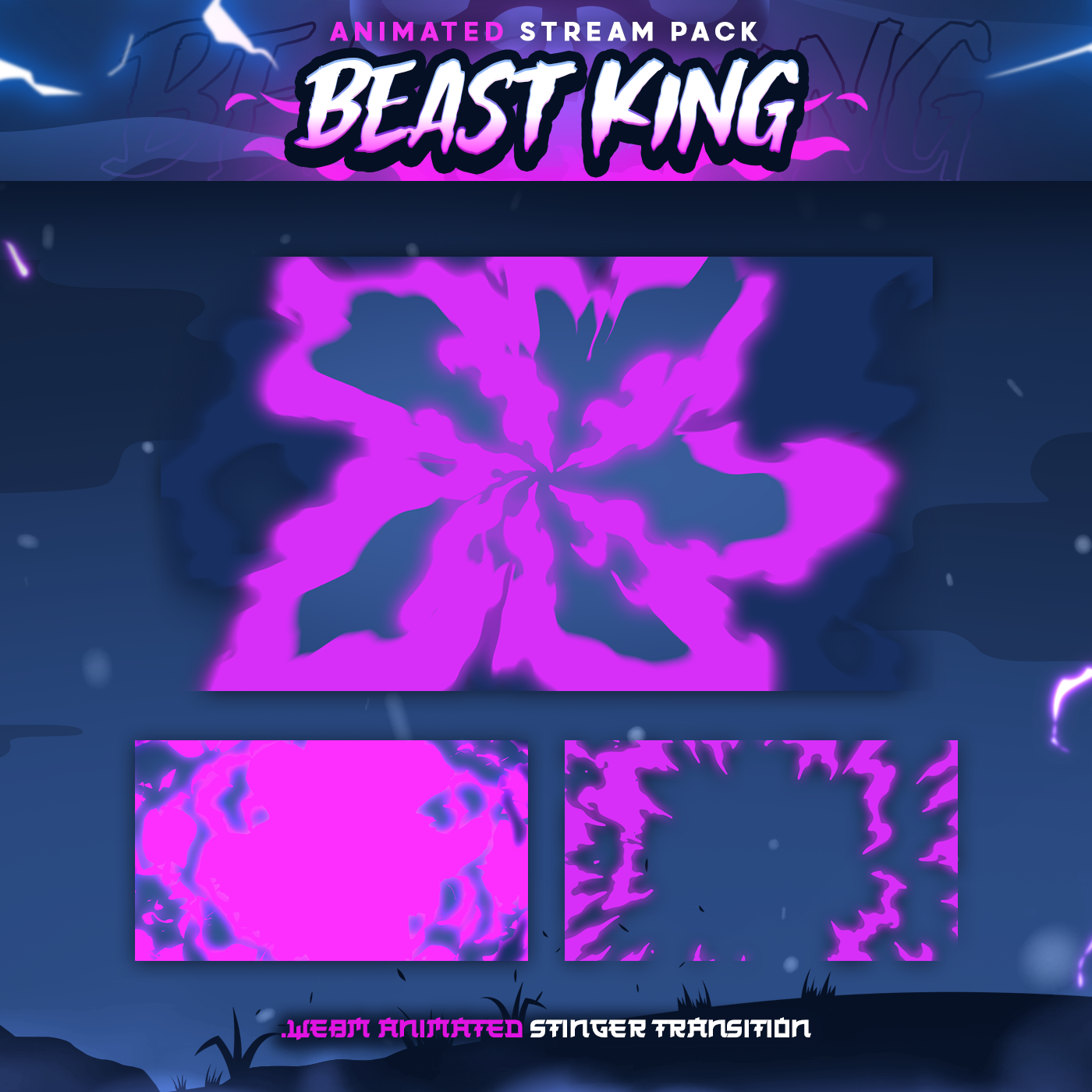 Beast King Anime Stream Pack Twitch Overlays Panels Transition