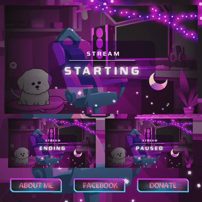 Animated Twitch Screens PC Room Aesthetic Lo-fi Package