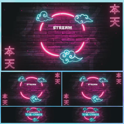 Animated Stream Package Blue Retro Neon