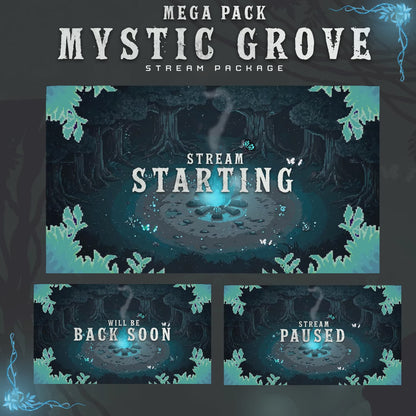 Premium Mystic Grove Twitch overlays full stream package