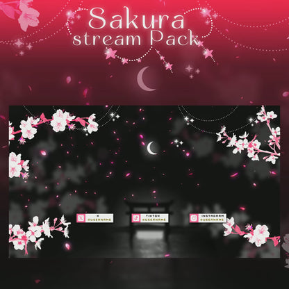 Sakura Cherry Twitch overlays full stream package