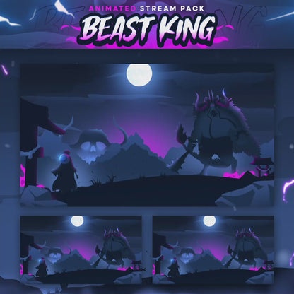 Beast King Anime Stream Pack Twitch Overlays Panels Transition