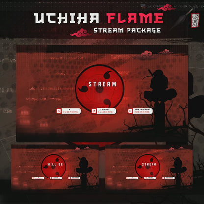Fire Flame Uchiha Itachi Twitch overlays full stream package