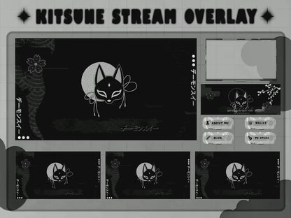 Animated Black & White  Kitsune Stream Package