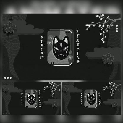 Animated Black & White Kitsune Stream Package
