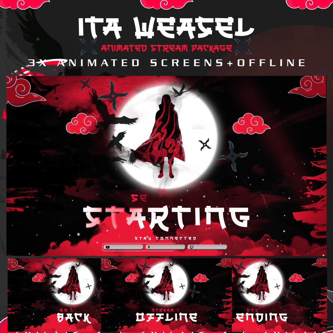 Sharingan Stream Package Twitch overlays full stream package